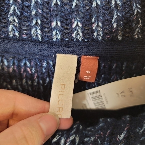 Anthropologie Pilcro Mega Henley Sweater Button Up Blue Heathered Knit, SZ 3XL - Picture 11 of 14